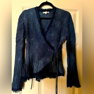 Blue wrap blouse